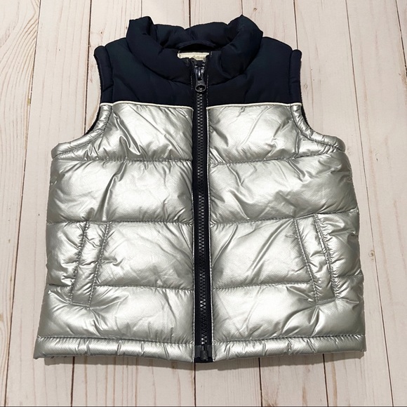 GYMBOREE Navy and Metallic Silver Vest Size 6-12m - Picture 1 of 4